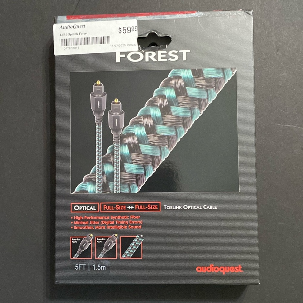 FOREST TOSLINK OPTICAL CABLE
High-Performance Synthetic Fiber
5’ Full-size plug